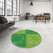 Round Patterned Green Rug in a Office, pat2700grn