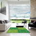 Square Patterned Green Rug in a Living Room, pat2700grn