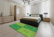 Patterned Green Rug in a Bedroom, pat2700grn