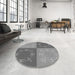 Round Patterned Ash Gray Rug in a Office, pat2700gry