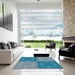 Square Patterned Steel Blue Rug in a Living Room, pat2700lblu