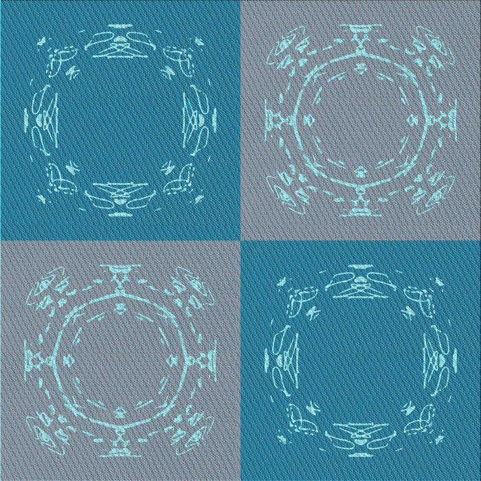 Round Patterned Steel Blue Rug, pat2700lblu