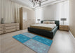 Patterned Steel Blue Rug in a Bedroom, pat2700lblu