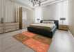 Patterned Mahogany Brown Rug in a Bedroom, pat2700org