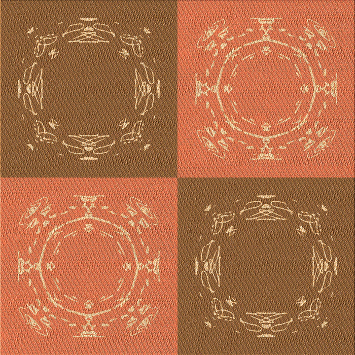 Round Patterned Mahogany Brown Rug, pat2700org