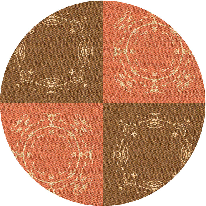 Square Patterned Mahogany Brown Rug, pat2700org