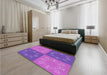 Patterned Purple Rug in a Bedroom, pat2700pur