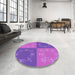 Round Patterned Purple Rug in a Office, pat2700pur