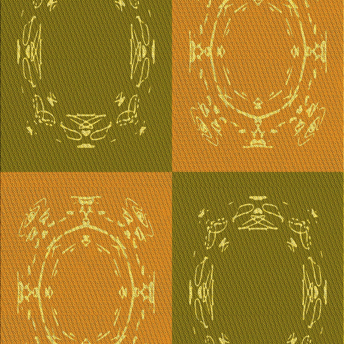 Patterned Orange Gold Rug, pat2700yw