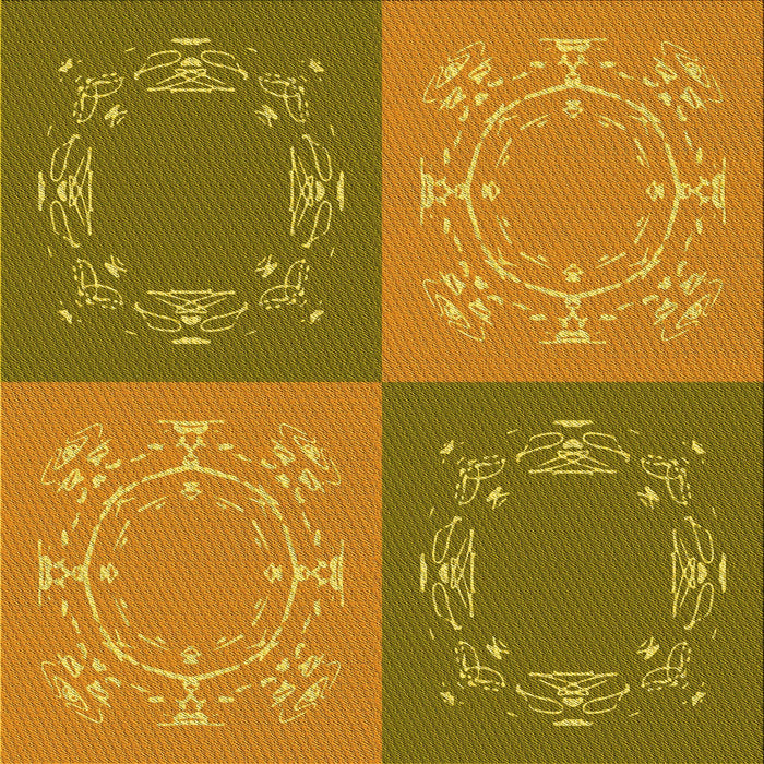 Round Patterned Orange Gold Rug, pat2700yw