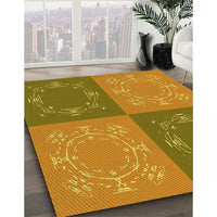 Patterned Orange Gold Rug, pat2700yw