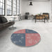 Round Machine Washable Transitional Dark Gray Rug in a Office, wshpat2700