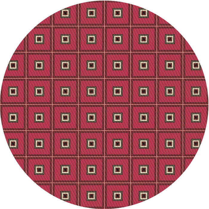 Square Patterned Crimson Red Rug, pat2701brn