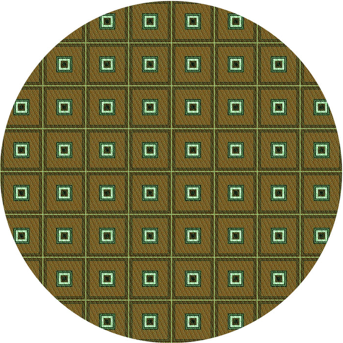 Square Patterned Dark Yellow Green Rug, pat2701grn