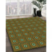 Machine Washable Transitional Dark Yellow Green Rug in a Family Room, wshpat2701grn