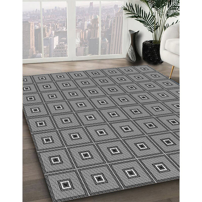 Patterned Dark Gray Rug in Family Room, pat2701gry