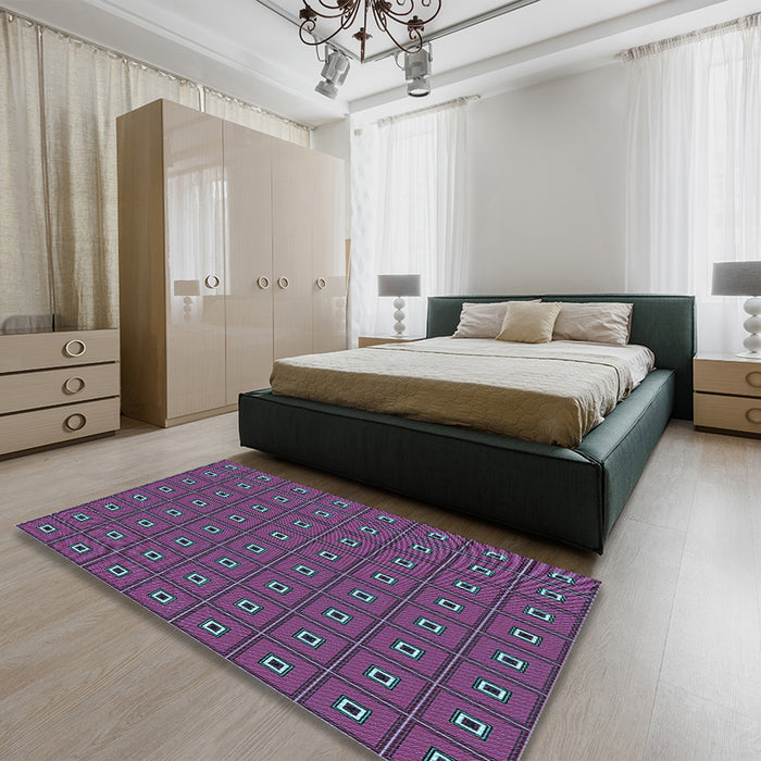 Patterned Purple Rug in a Bedroom, pat2701lblu