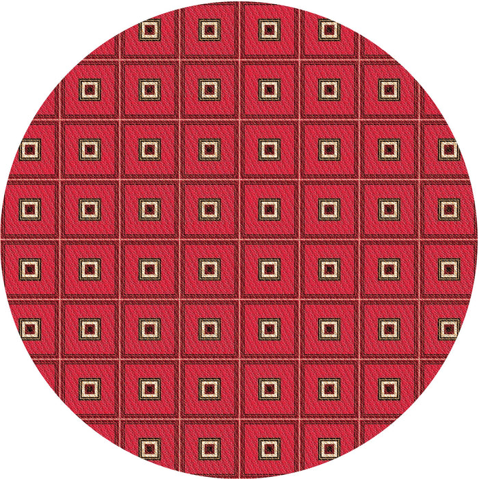 Square Patterned Red Rug, pat2701org