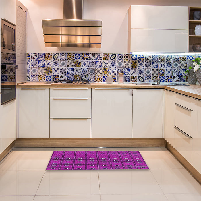 Patterned Magenta Pink Rug in a Kitchen, pat2701pur