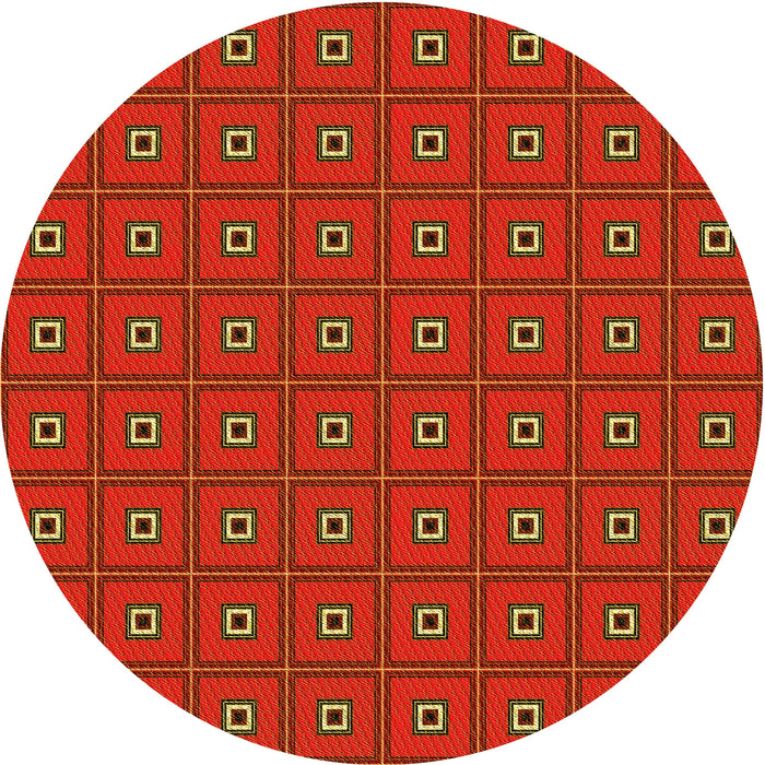 Square Patterned Mahogany Brown Rug, pat2701yw