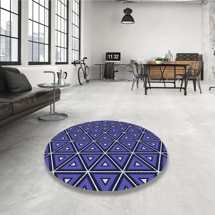 Round Patterned Medium Slate Blue Rug in a Office, pat2702blu