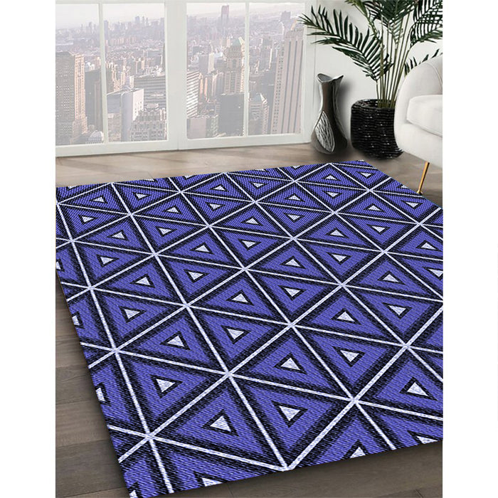 Patterned Medium Slate Blue Rug in Family Room, pat2702blu