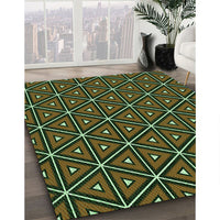 Patterned Olive Green Rug, pat2702grn