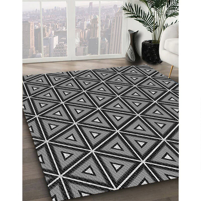 Patterned Charcoal Black Rug in Family Room, pat2702gry