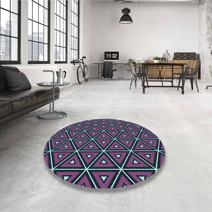 Round Patterned Purple Rug in a Office, pat2702lblu