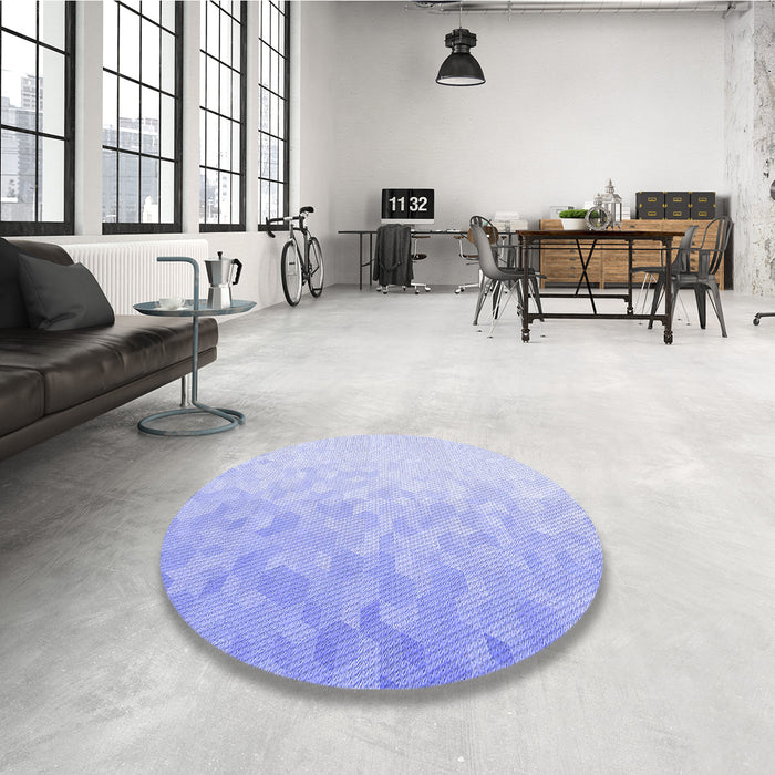Round Patterned Sky Blue Rug in a Office, pat2703blu