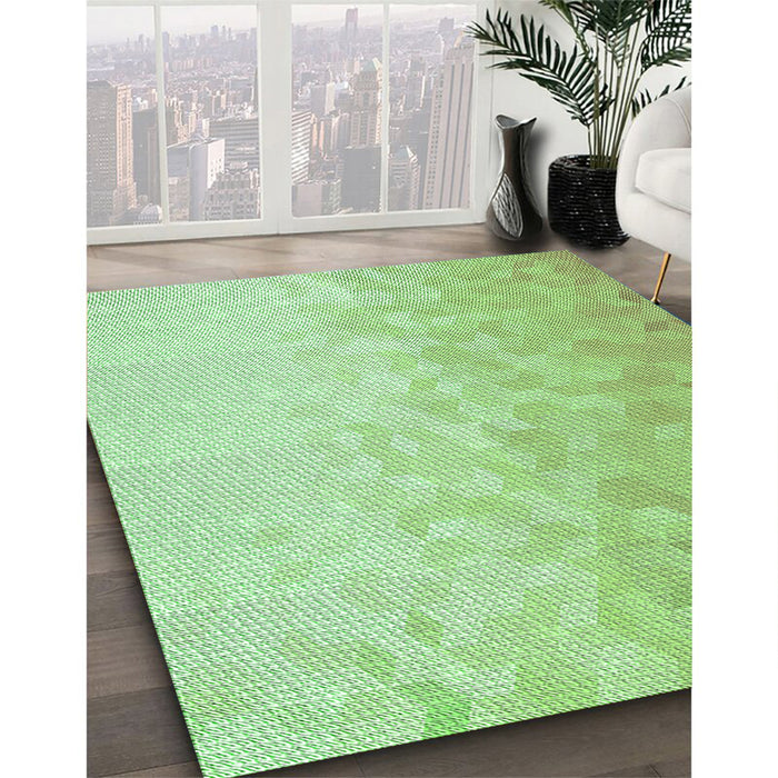 Patterned Green Rug in Family Room, pat2703grn