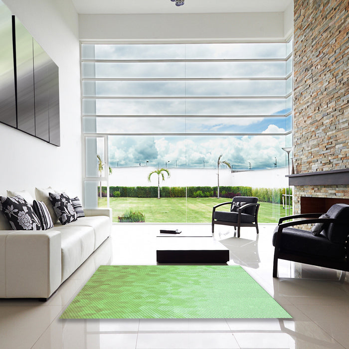 Square Patterned Green Rug in a Living Room, pat2703grn