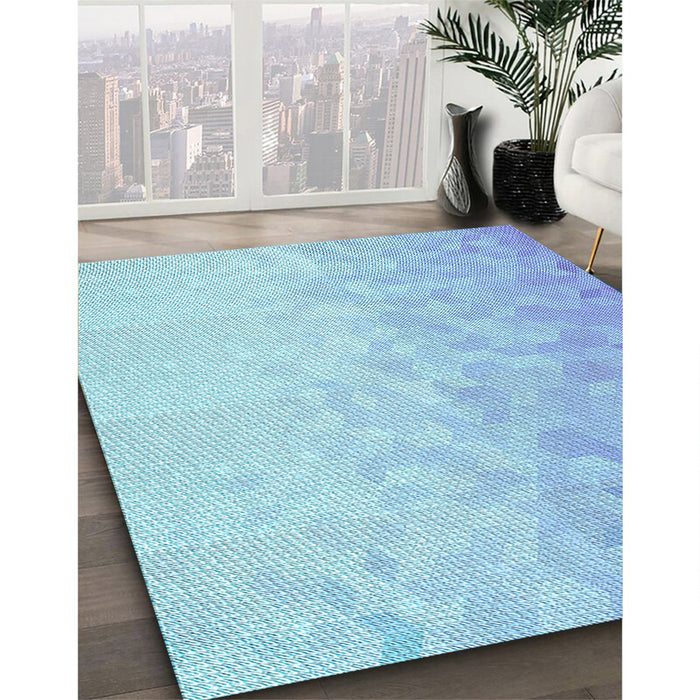 Patterned Crystal Blue Rug in Family Room, pat2703lblu