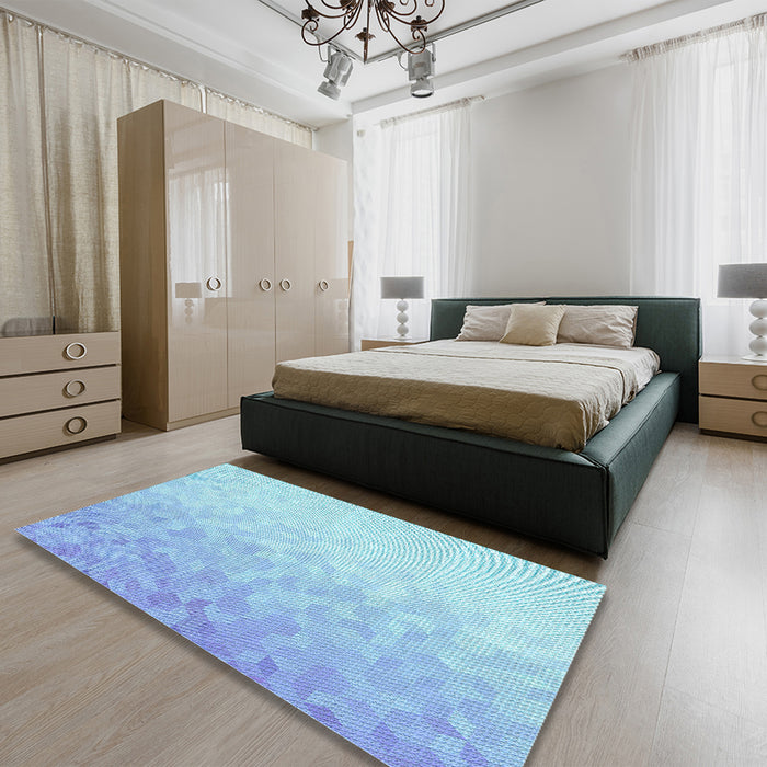 Patterned Crystal Blue Rug in a Bedroom, pat2703lblu