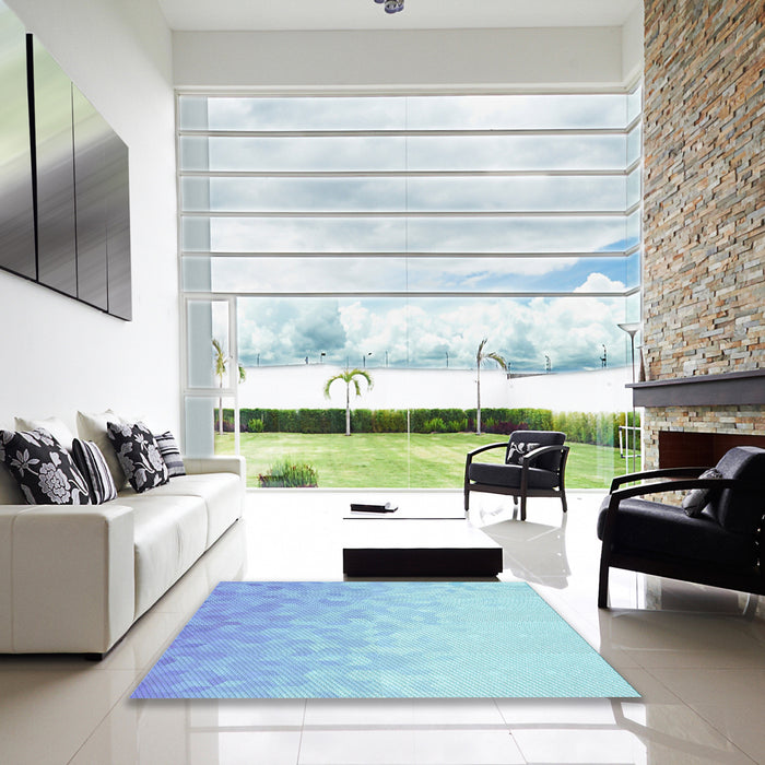 Square Patterned Crystal Blue Rug in a Living Room, pat2703lblu
