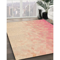 Patterned Deep Peach Orange Rug, pat2703org