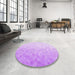 Round Patterned Purple Rug in a Office, pat2703pur