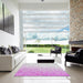 Square Patterned Orchid Purple Modern Rug in a Living Room, pat2703