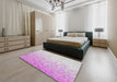 Machine Washable Transitional Orchid Purple Rug in a Bedroom, wshpat2703