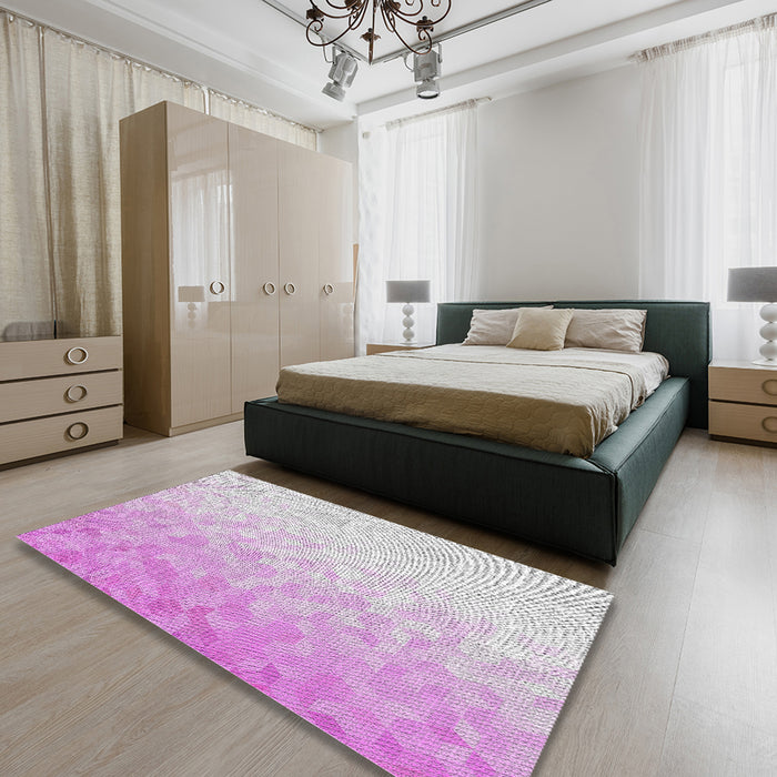 Machine Washable Transitional Orchid Purple Rug in a Bedroom, wshpat2703