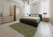 Patterned Olive Green Rug in a Bedroom, pat2704grn