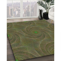 Patterned Olive Green Rug, pat2704grn