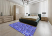 Patterned Blue Rug in a Bedroom, pat2705blu