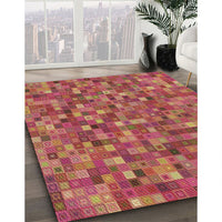 Patterned Crimson Red Rug, pat2705brn