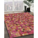 Patterned Crimson Red Rug in Family Room, pat2705brn