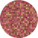 Square Patterned Crimson Red Rug, pat2705brn