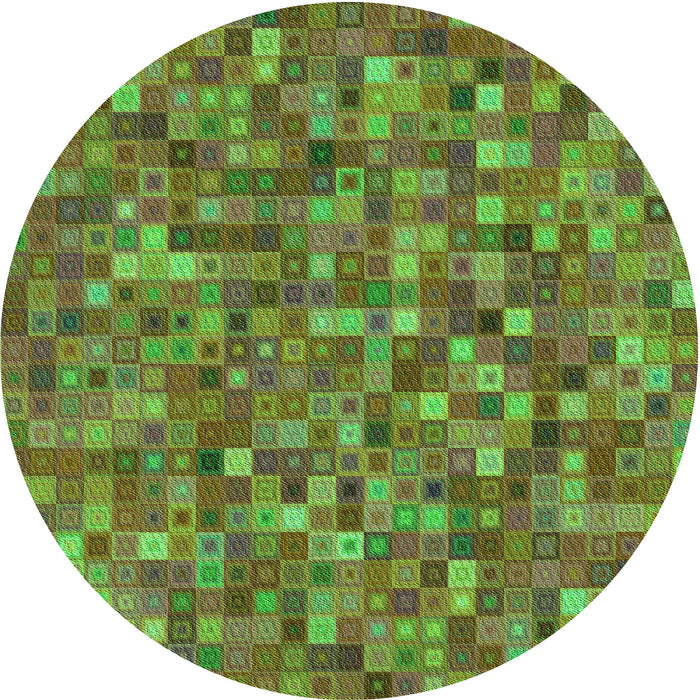 Square Patterned Antique Bronze Green Rug, pat2705grn