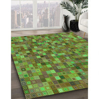 Patterned Antique Bronze Green Rug, pat2705grn