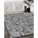 Patterned Gray Rug in Family Room, pat2705gry