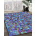 Patterned Koi Blue Rug in Family Room, pat2705lblu